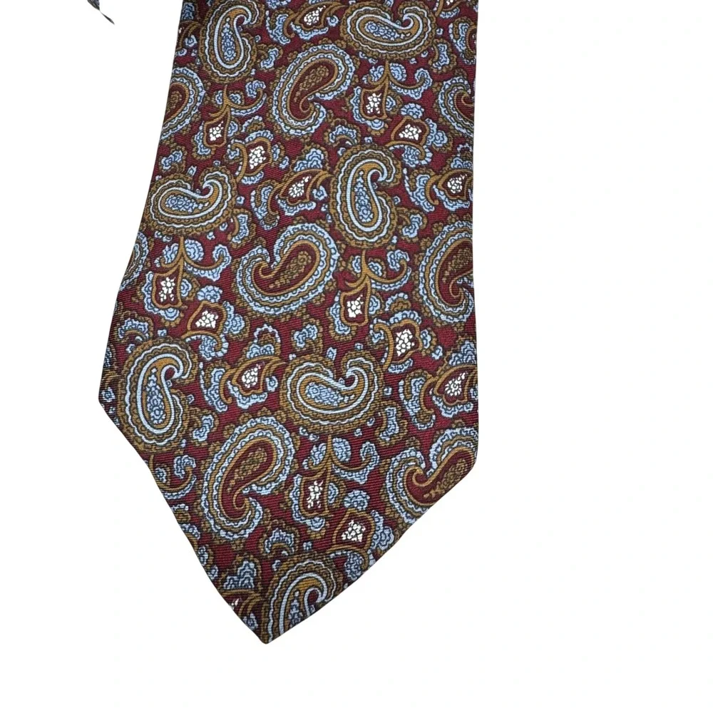Christian Dior brown‎ blue paisley silk tie
